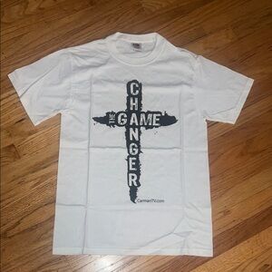 White Graphic T-Shirt with Black Print